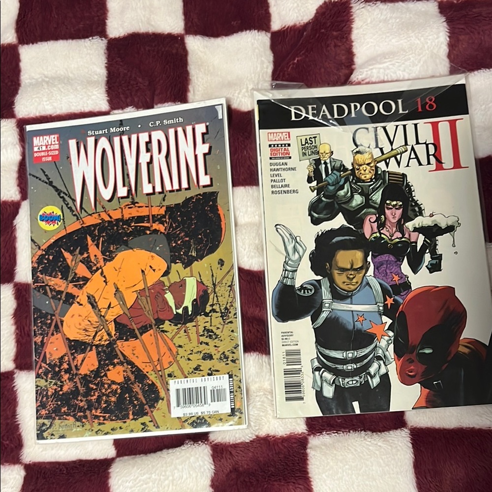 Marvel Wolverine and Deadpool Comic Pair - Red, Black, Yellow